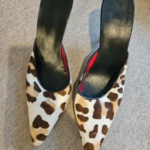 Gunmetal (Made in Italy) vintage pony-hair kitten heel mules - 6.5